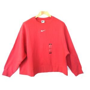 NIKE Women's Plus Size 1X Loose Fit Oversized Cropped Sweatshirt Pink NWT